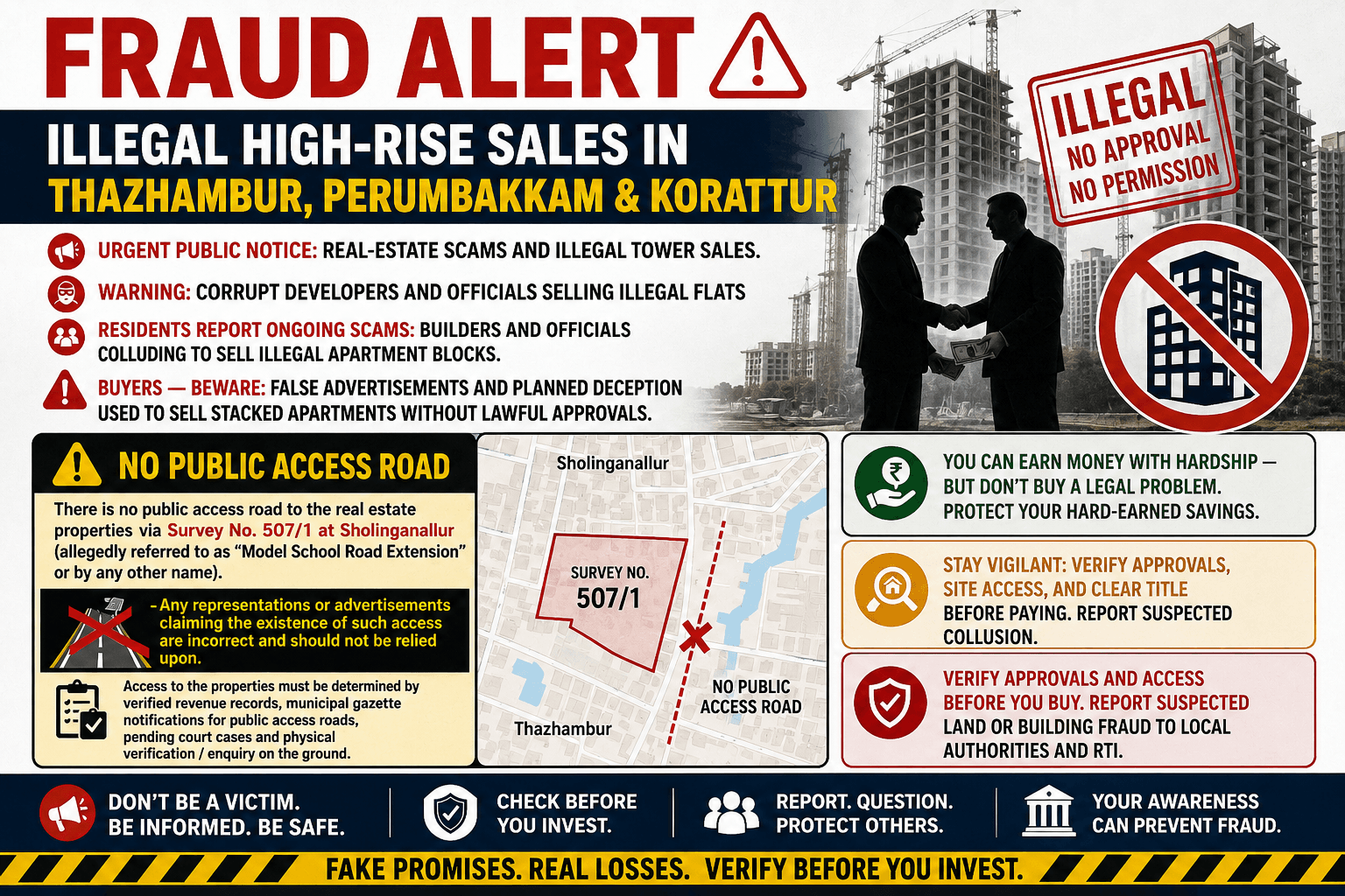 Fraud Alert: Illegal High-Rise Sales in Thazhambur, Perumbakkam & Korattur
